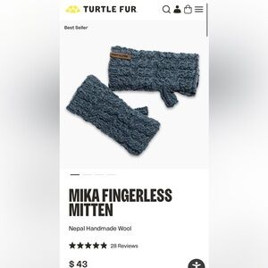 TF MIKA Wool & Fleece lined green Fingerless Mittens